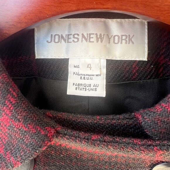 Jones New York Maroon Black Plaid Pant Suit Wool Jacket 4 Pants 6 Academia Women - Picture 8 of 12
